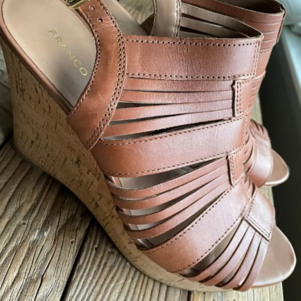 Franco Sarto cork wedge sandals 6.5